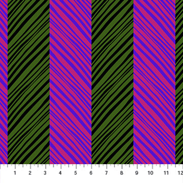 a repeating pattern of diagonal stripes in shades of green and purple.