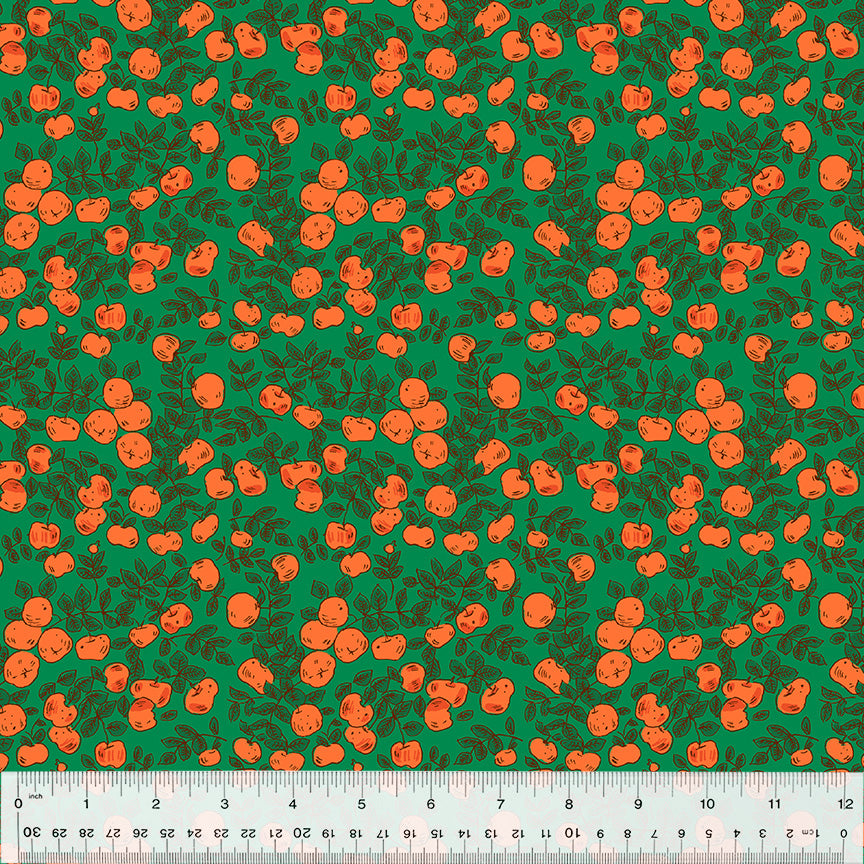 a green background with orange teddy bears on it