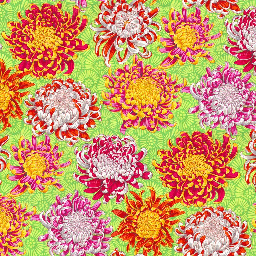 a bunch of flowers that are on a green surface