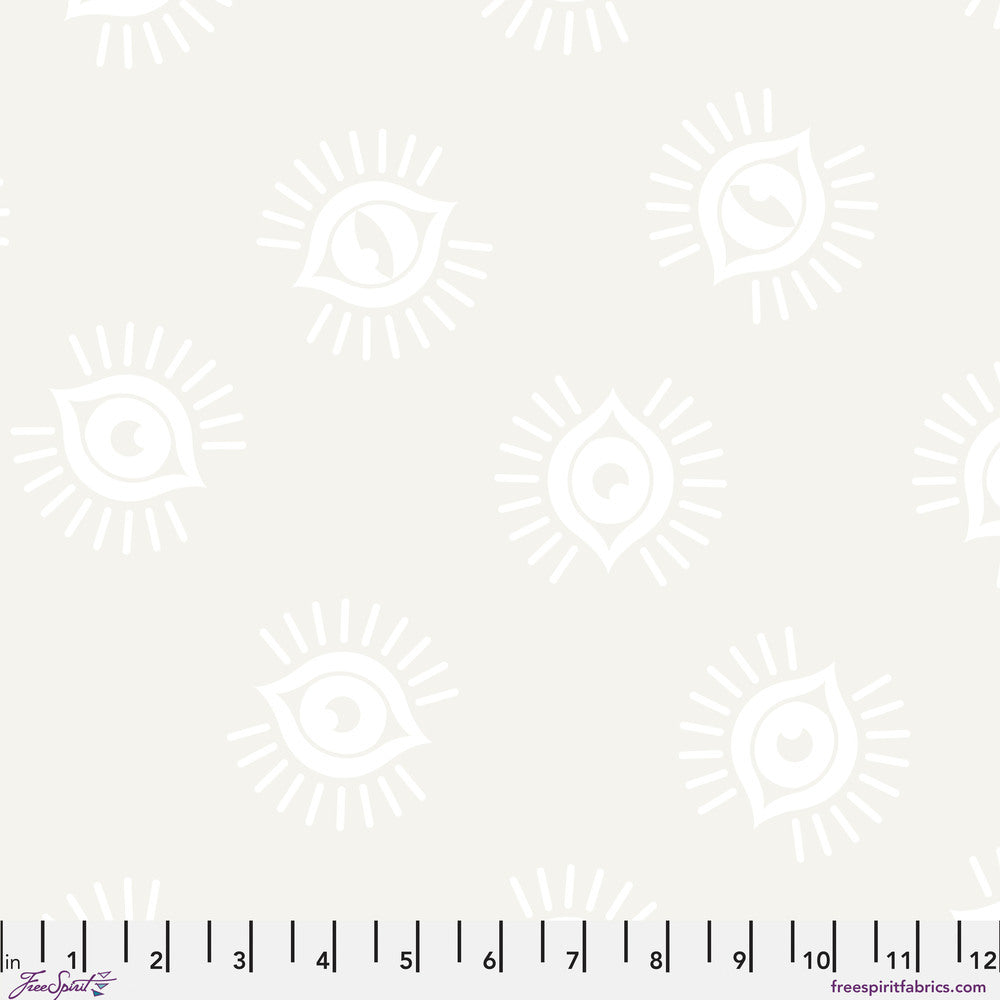 a repeating pattern of white eye-like symbols or icons, which appear to be stylized and arranged in a grid-like fashion.