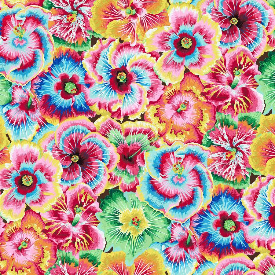 a multicolored flower pattern on a yellow background
