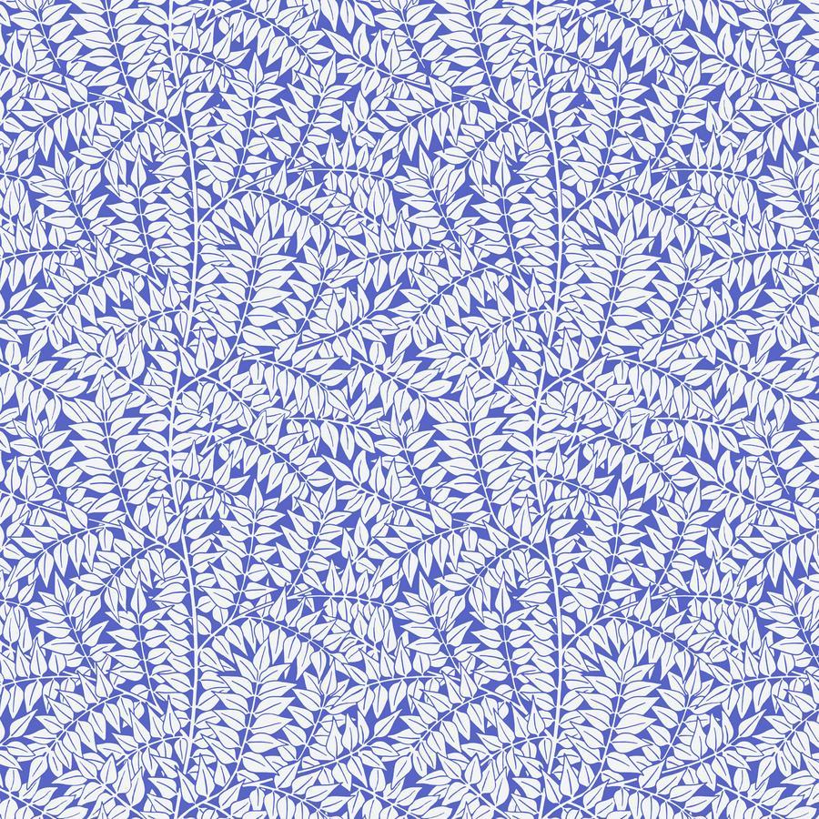 a blue and white background with leaves
