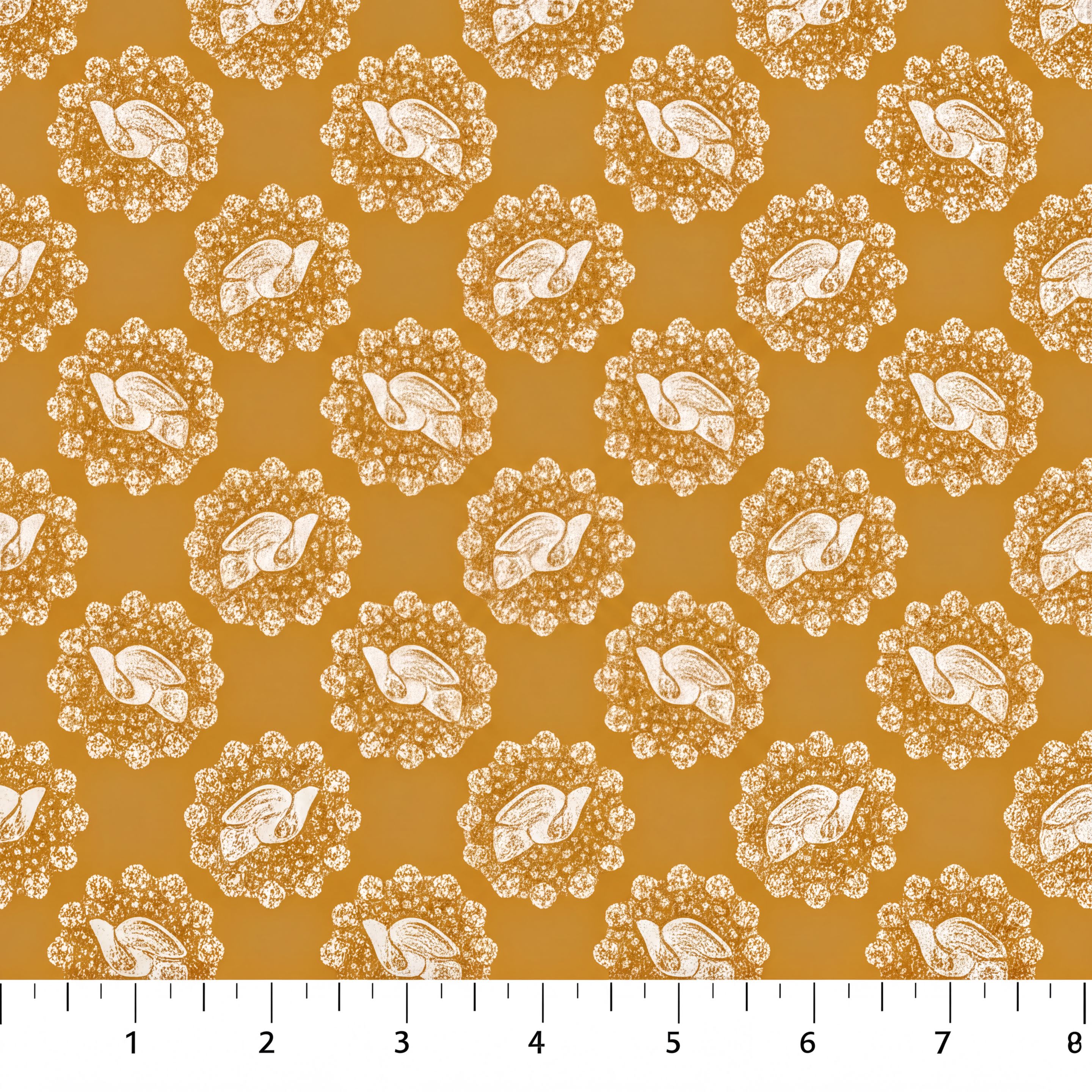 a repeating pattern of white turtle silhouettes against a yellow background, creating a visually striking and symmetrical design.