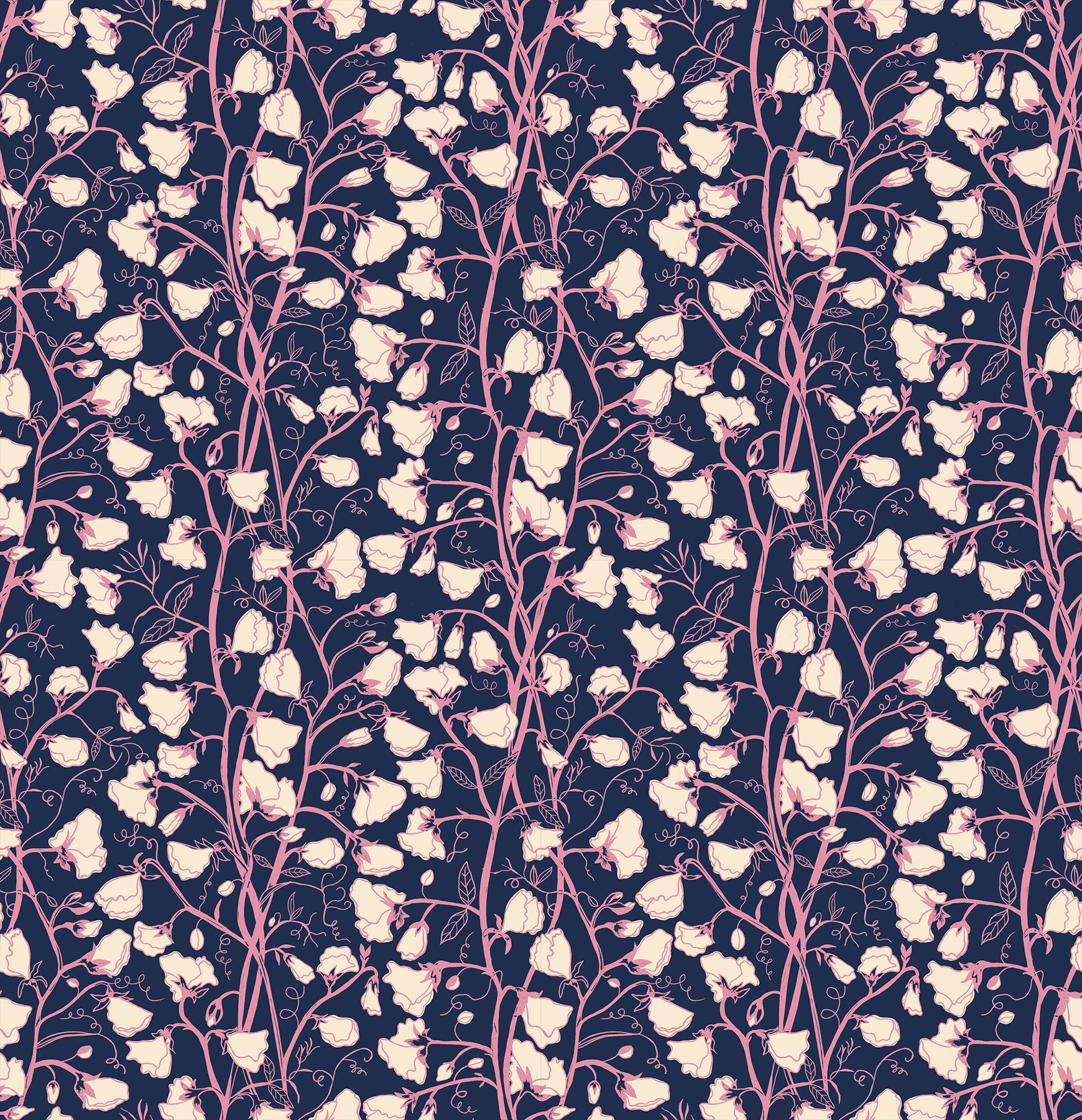 a black and pink background with white flowers