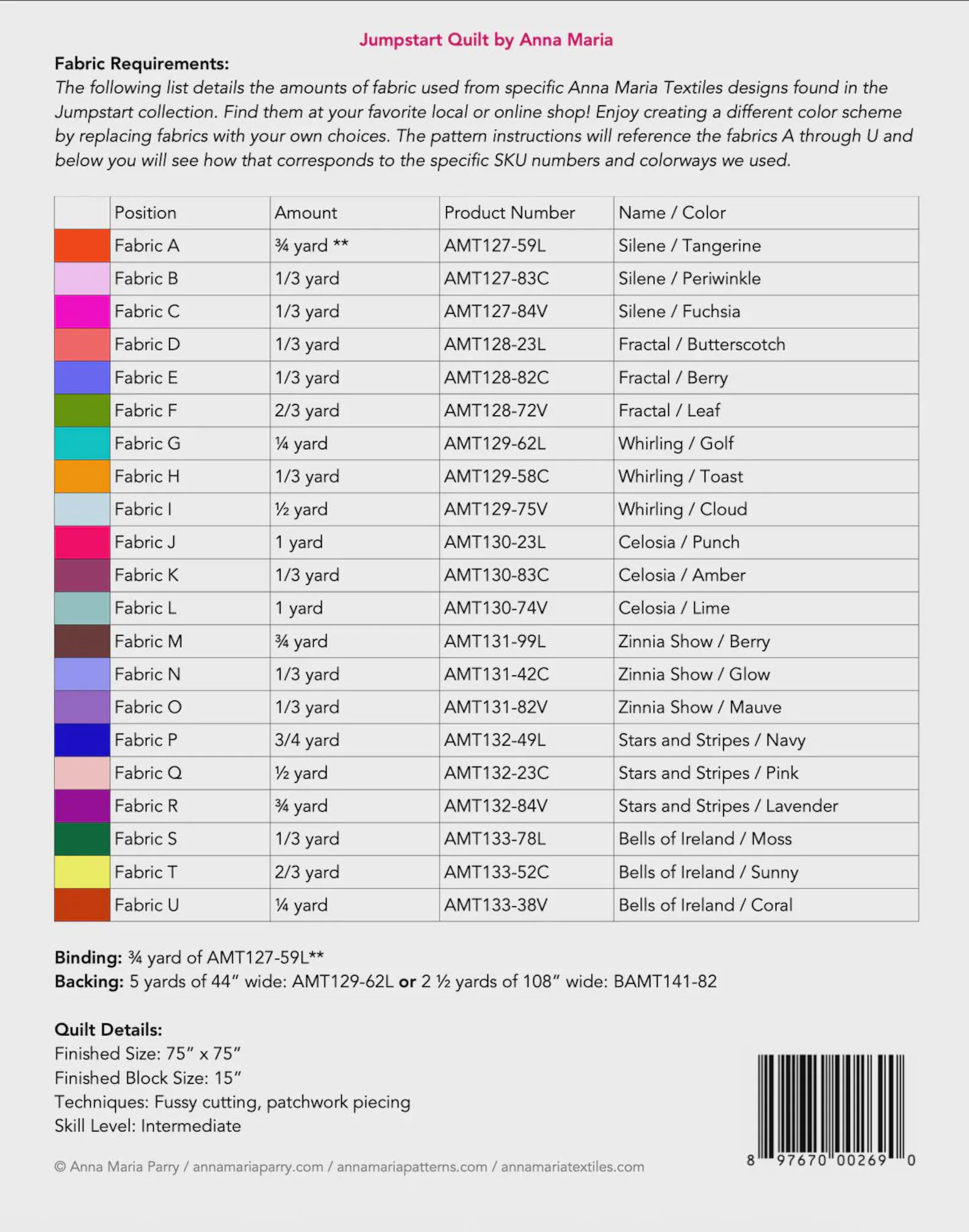 Jumpstart Quilt by Anna Maria