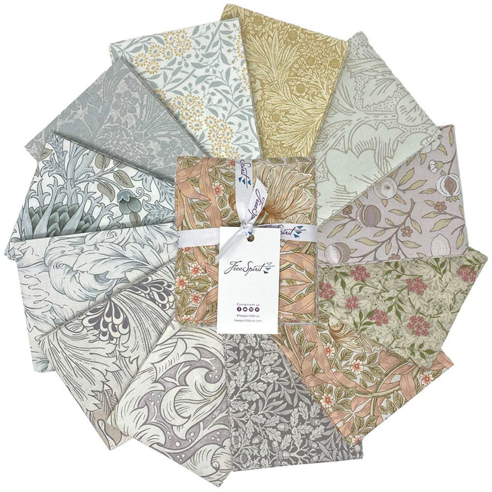 A collection of various fabric swatches in different patterns and colors, arranged in a circular fashion.