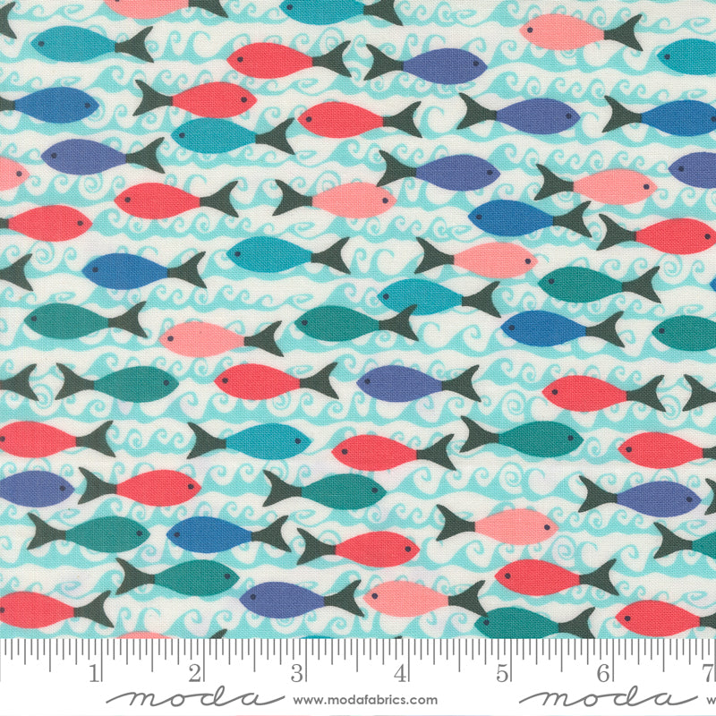 a repeating pattern of colorful fish swimming in the water, creating a lively and vibrant visual effect.