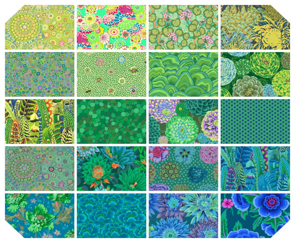 a collection of 16 different floral and botanical patterns, each with its own unique design and color scheme. The patterns showcase a variety of shapes, textures, and colors, including shades of green, blue, yellow, and purple. The images are arranged in a grid format, with four rows and four columns, creating a visually appealing and organized display of these floral and botanical designs.