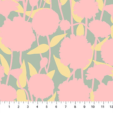 a repeating pattern of pink flowers and yellow leaves, creating a visually appealing and harmonious design.