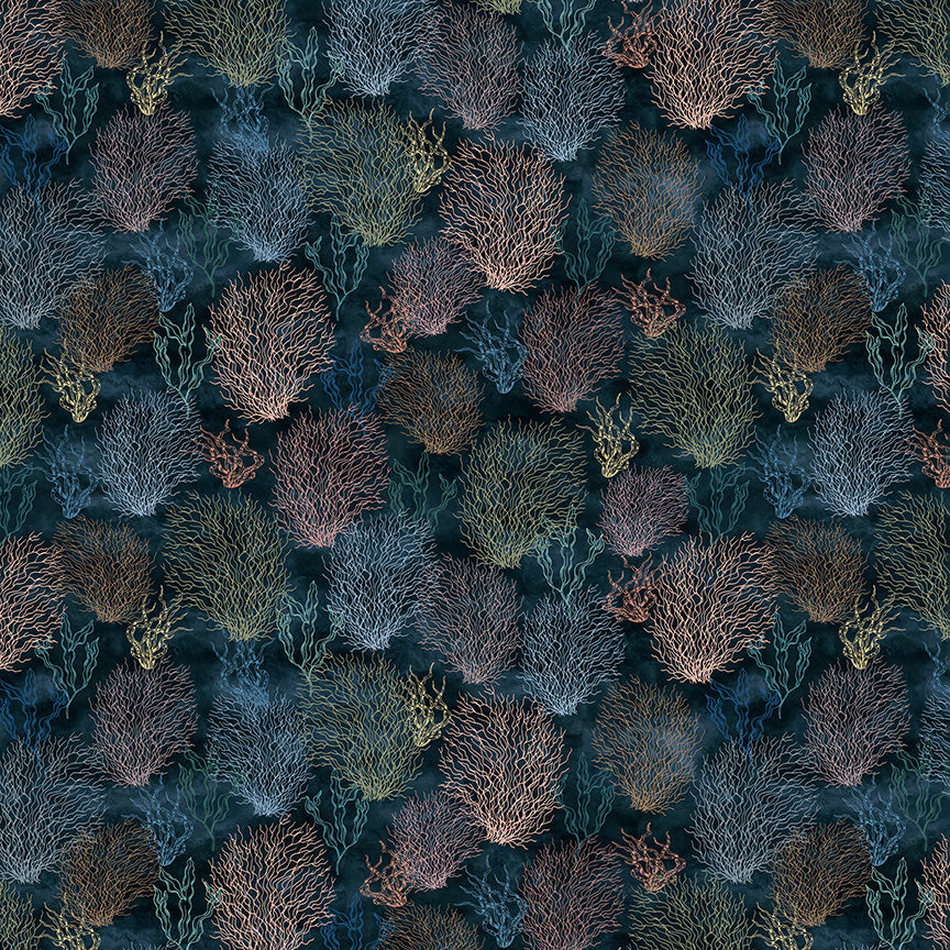 a repeating pattern of various colored and styled plants or flowers, creating a visually striking and intricate design.