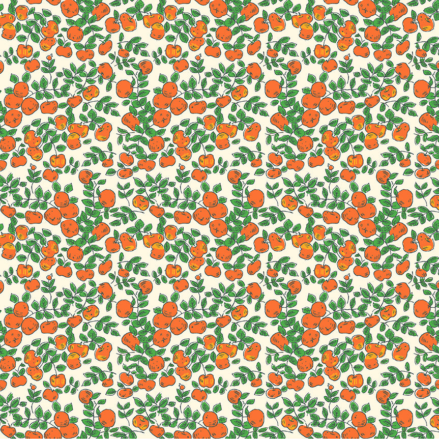 an orange and green pattern on a white background