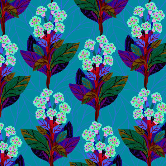 Hydrangeas-Jade, Bloomology, PWMF038.JADE, by Monika Forsberg for Conservatory Craft, Free Spirit Fabrics, Fabric By The Yard