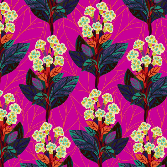 Hydrangeas-Magenta, Bloomology, PWMF038.MAGENTA, by Monika Forsberg for Conservatory Craft, Free Spirit Fabrics, Fabric By The Yard
