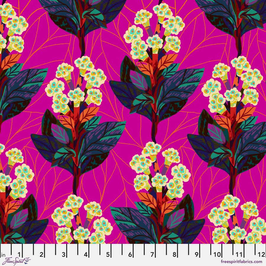 Hydrangeas-Magenta, Bloomology, PWMF038.MAGENTA, by Monika Forsberg for Conservatory Craft, Free Spirit Fabrics, Fabric By The Yard
