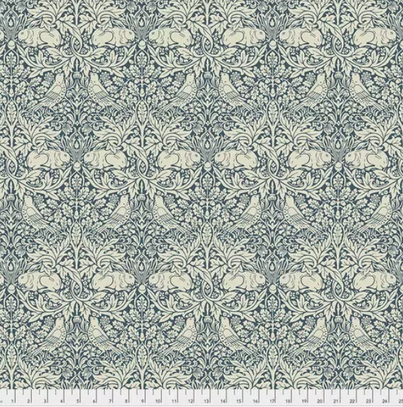 Brer Rabbit Navy Blue PWWM026 Free Spirit Fabrics, William Morris Fabric, Quilt Fabric, Cotton Fabric, Rabbit Fabric, Fabric By The Yard