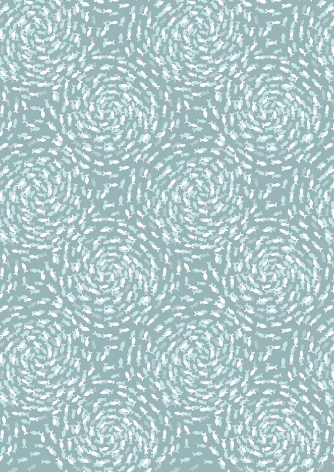 Fish Swirls - Sea Froth (Silver Metallic)
