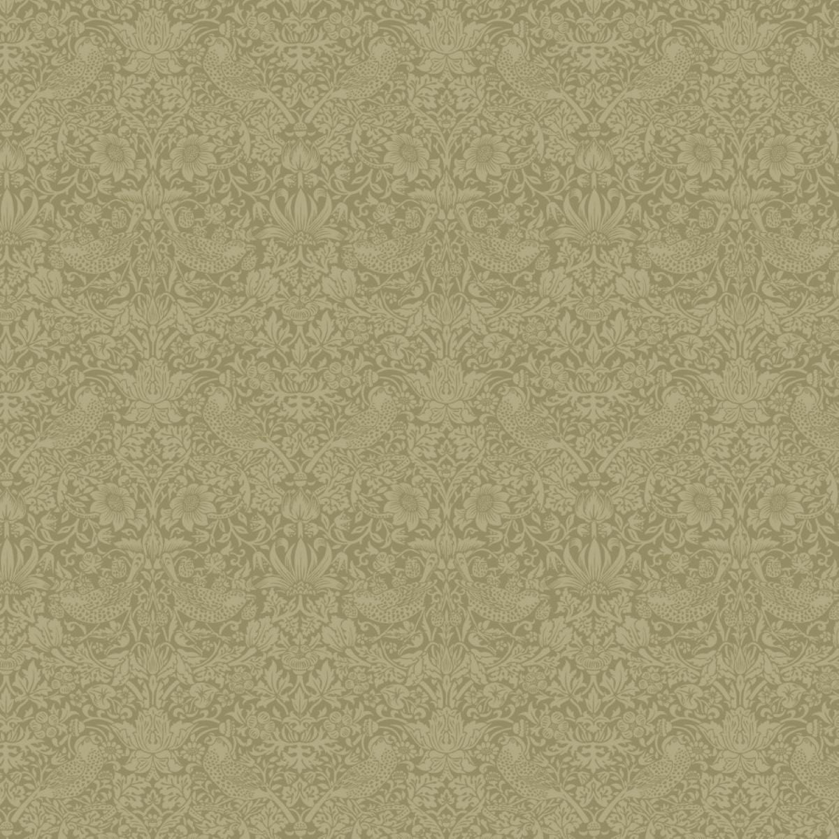 a repeating pattern of a floral design in shades of green and beige.