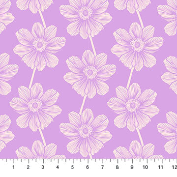 a pink and white flower pattern on a purple background