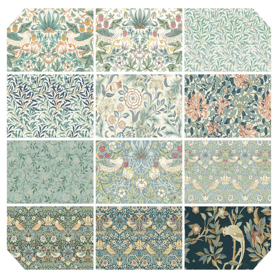 a collection of nine distinct floral and leaf-patterned designs, each with its own unique style and color scheme. The designs showcase a variety of patterns, including intricate floral motifs, leaves in different shades of green, and other natural elements. The images are arranged in a grid format, allowing for a clear and organized presentation of the patterns.