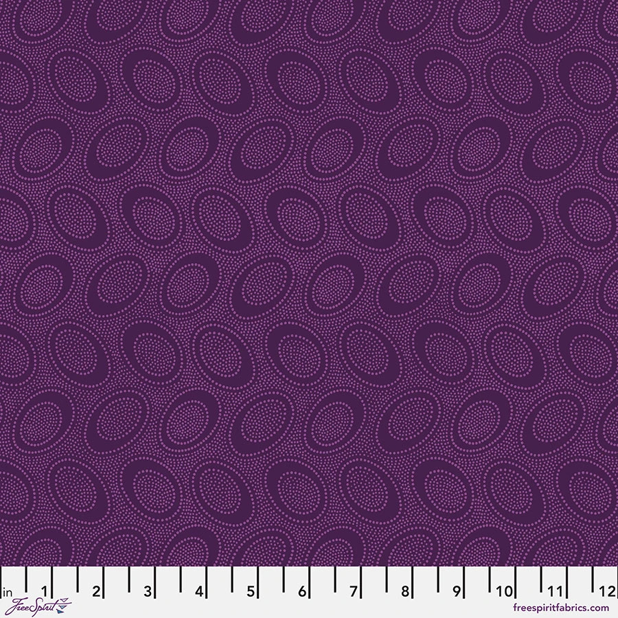 a repeating pattern of purple circles on a dark purple background.