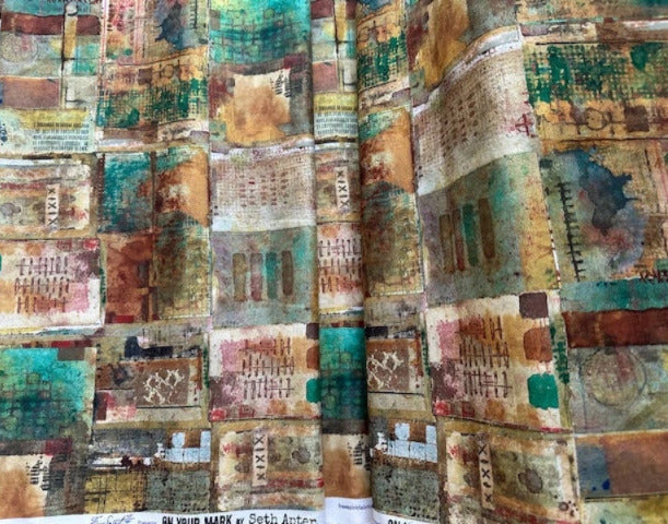 The image is a collage of various abstract patterns and textures, including a mix of geometric shapes, lines, and colors. The patterns appear to be layered and overlapping, creating a visually complex and intricate design.
