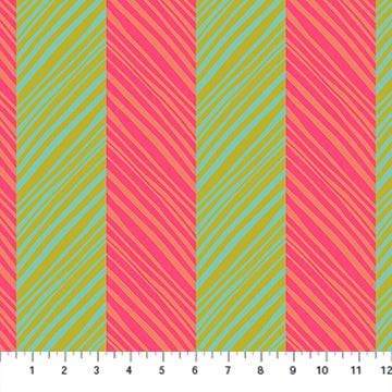 a vibrant and colorful striped pattern with alternating vertical and horizontal stripes in shades of pink, green, and yellow.