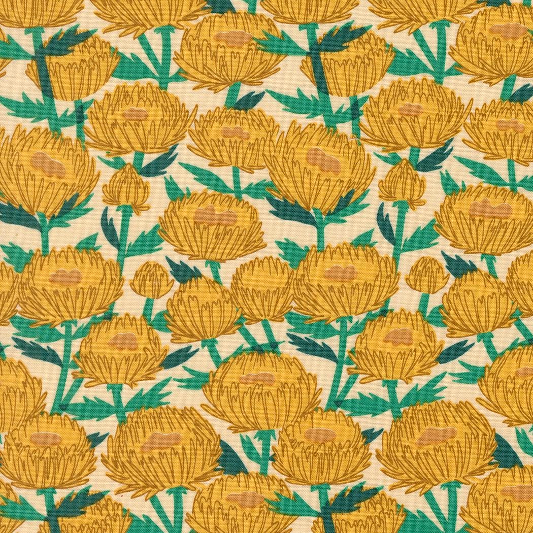 a pattern of yellow flowers on a white background