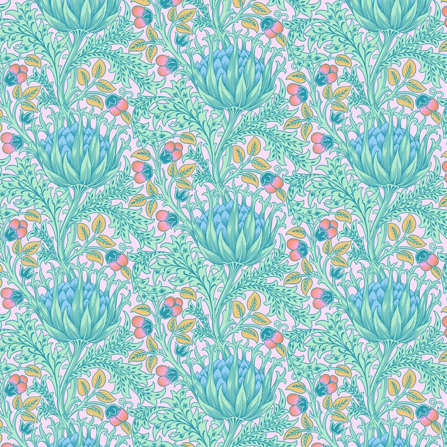 a pattern of flowers and leaves on a white background