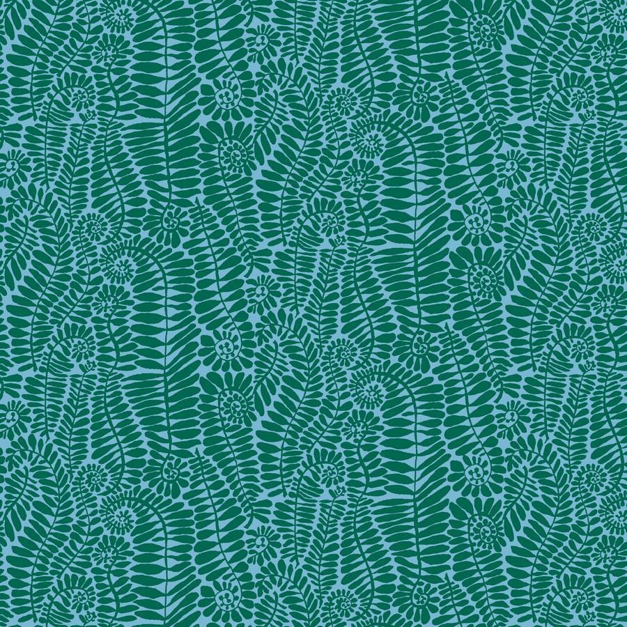 a green background with a pattern of leaves