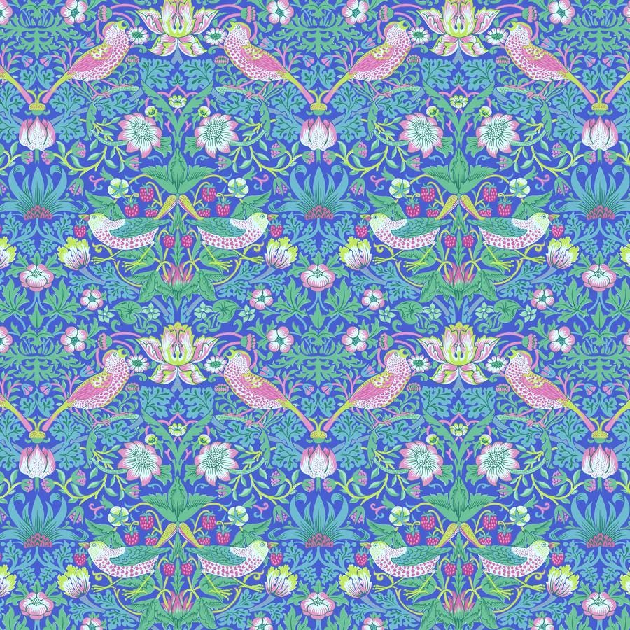 a blue and green floral pattern
