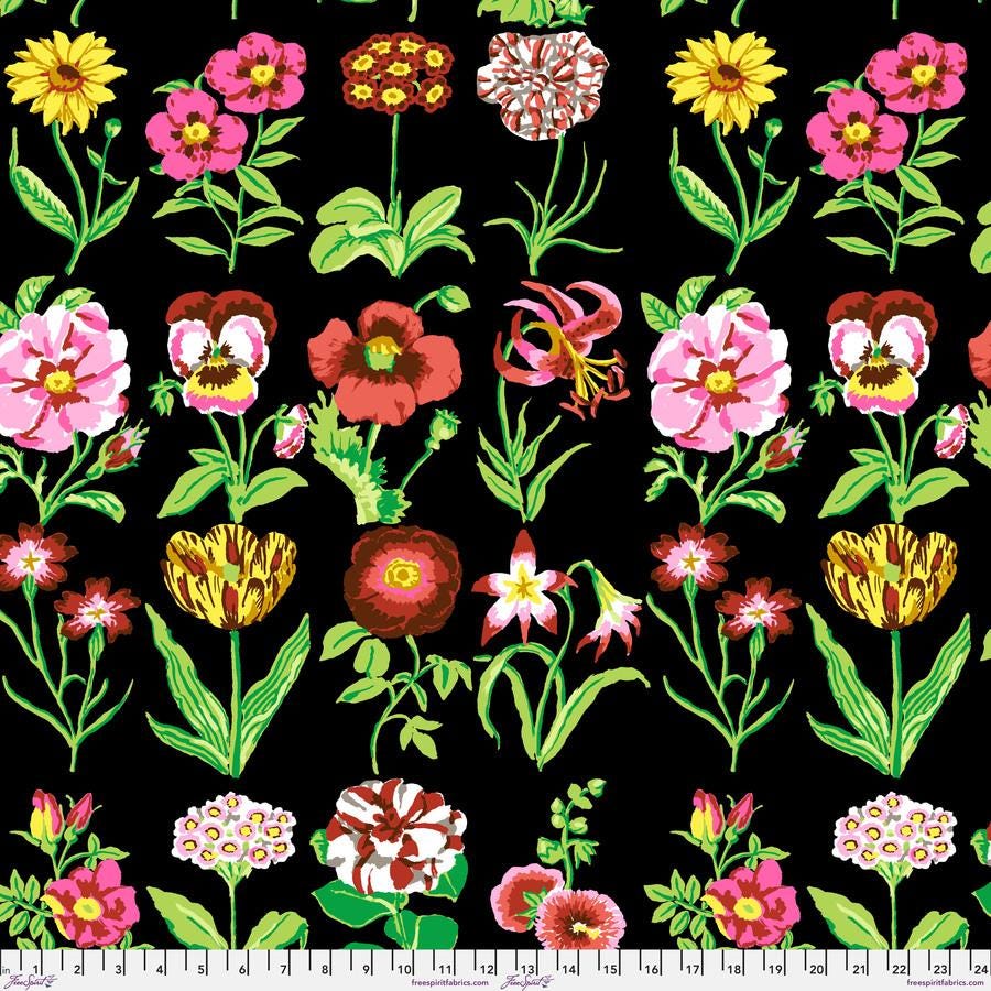 a black background with a bunch of flowers on it