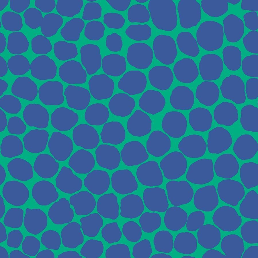 a blue and green background with circles
