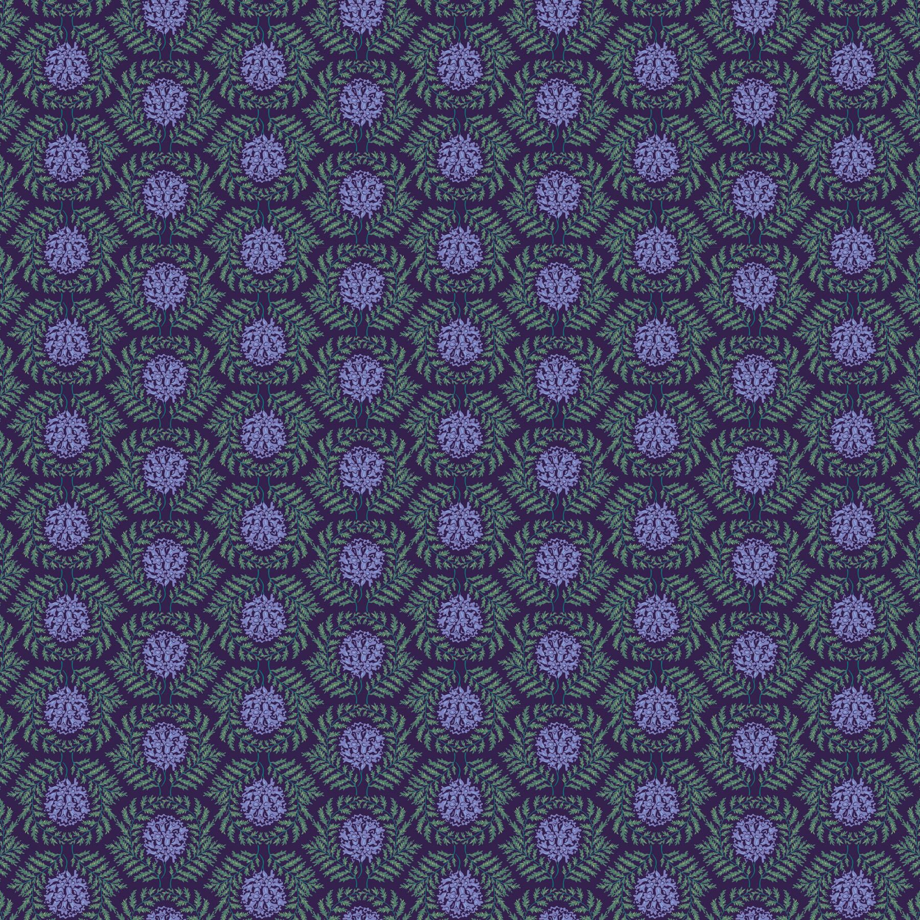 a blue and green pattern with leaves on it