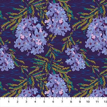 a blue and green floral pattern on a ruler