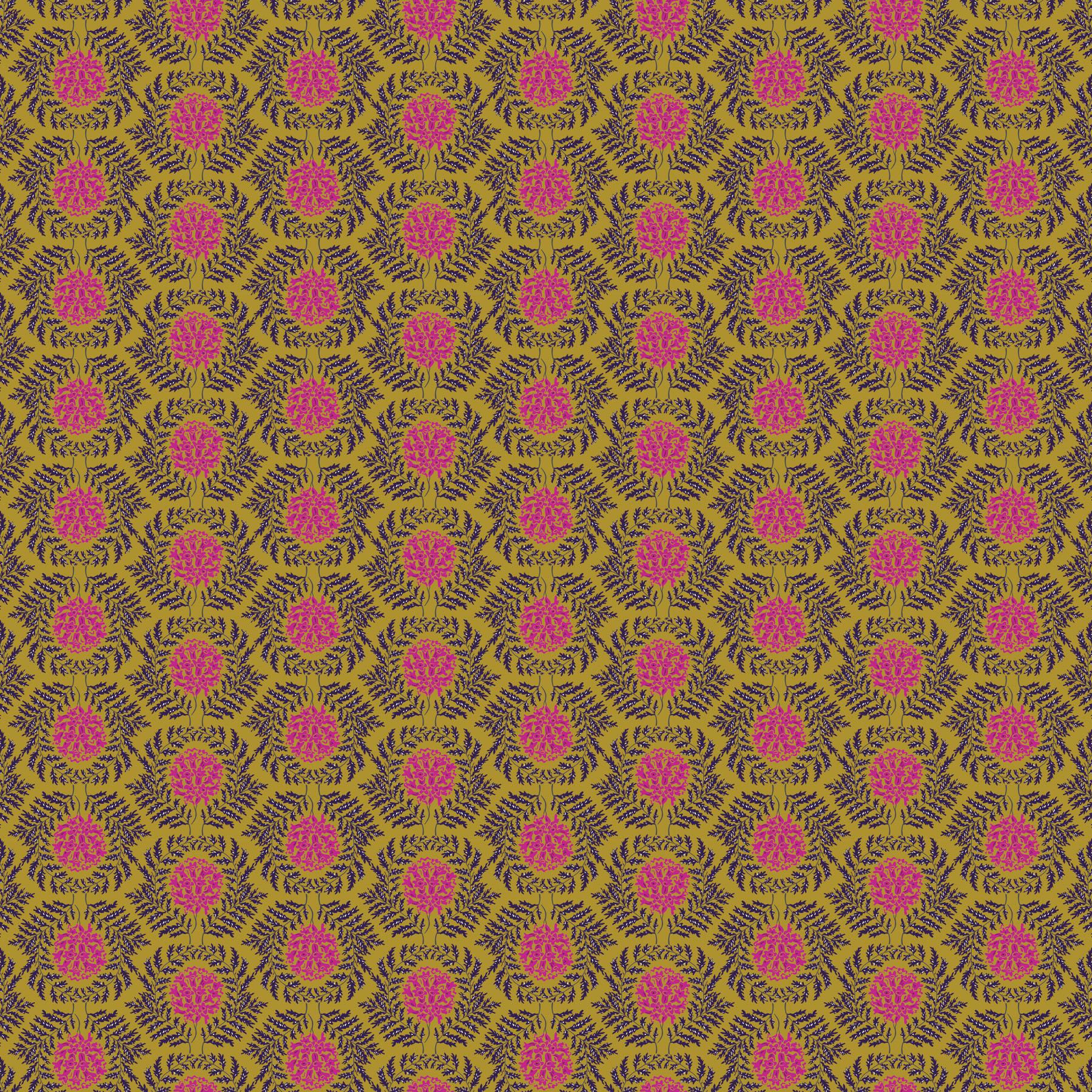 a red and yellow pattern with a black background