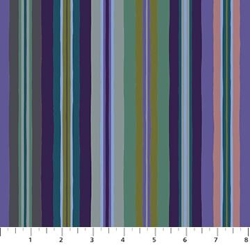 a purple and green striped background with a ruler