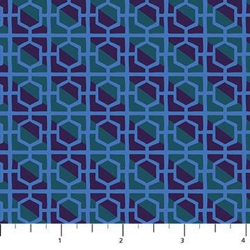 a ruler with a blue and black pattern on it