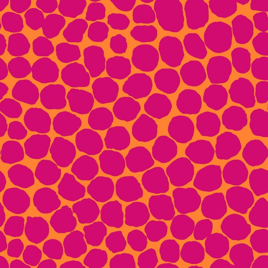 a red and orange background with circles