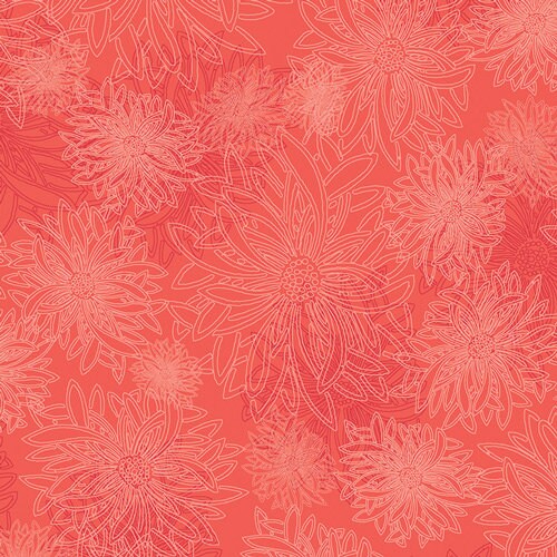 Floral Elements Coral FE-534, Pat Bravo, Art Gallery Fabrics, Boho Decor, Boheme Quilt, Quilting, Cotton, Coral Blender, Fabric By the Yard