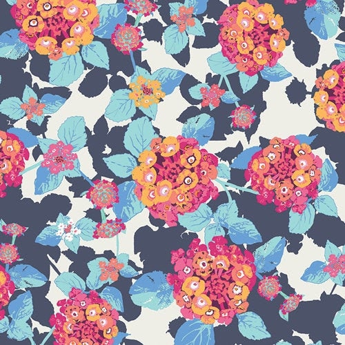 Lantana Cobalt MED-32600, MEDITERRANEO, Art Gallery Fabrics, Katarina Roccella, Floral Fabric, Hydrangea Fabric, Quilt Fabric By The Yard