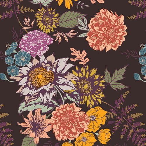 Floral Glow Cocoa ATV-87200, AUTUMN VIBES, Art Gallery Fabric, Quilt Fabric, Quilting Fabric, Boho Fabric, Cotton Fabric, Fabric By The Yard
