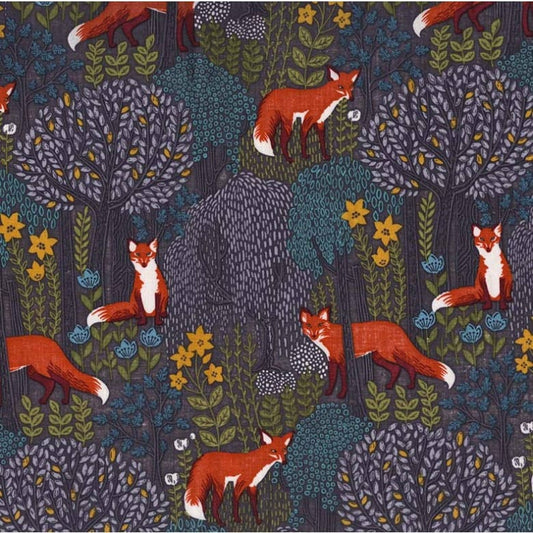 INTO THE WOODS in Dusk, Woodland Fabric, Fox Fabric, Michael Miller Fabrics, Woodland Baby Quilt, Quilt Fabric, Quilting, Fabric By the Yard