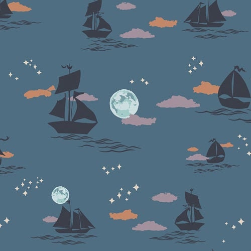 Art Gallery Fabrics ENCHANTED VOYAGE, Offshore Dream Shadow ENV-61785, Quilt Fabric, Beach Decor, Nautical Quilt, Cotton, Fabric By The Yard