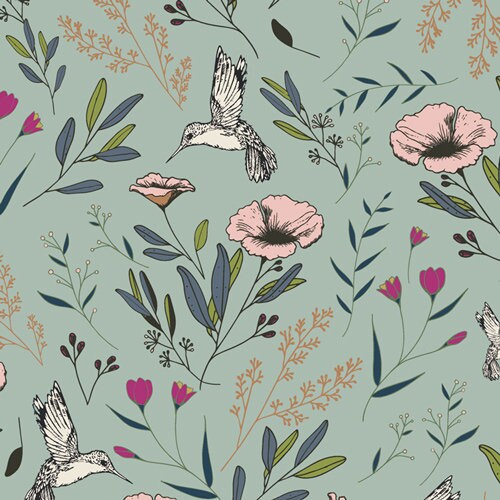 Magical Fauna Mirage  MSL-13968, Maureen Cracknell, MYSTICAL LAND, Art Gallery Fabrics, Quilt Fabric, Hummingbird Fabric, Fabric By the Yard