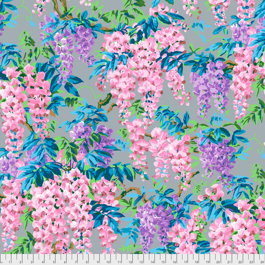 Wisteria Grey PWPJ102, Philip Jacobs, Kaffe Fassett, Free Spirit Fabric, Quilt Fabric, Cotton Fabric, Floral Fabric, Fabric By The Yard
