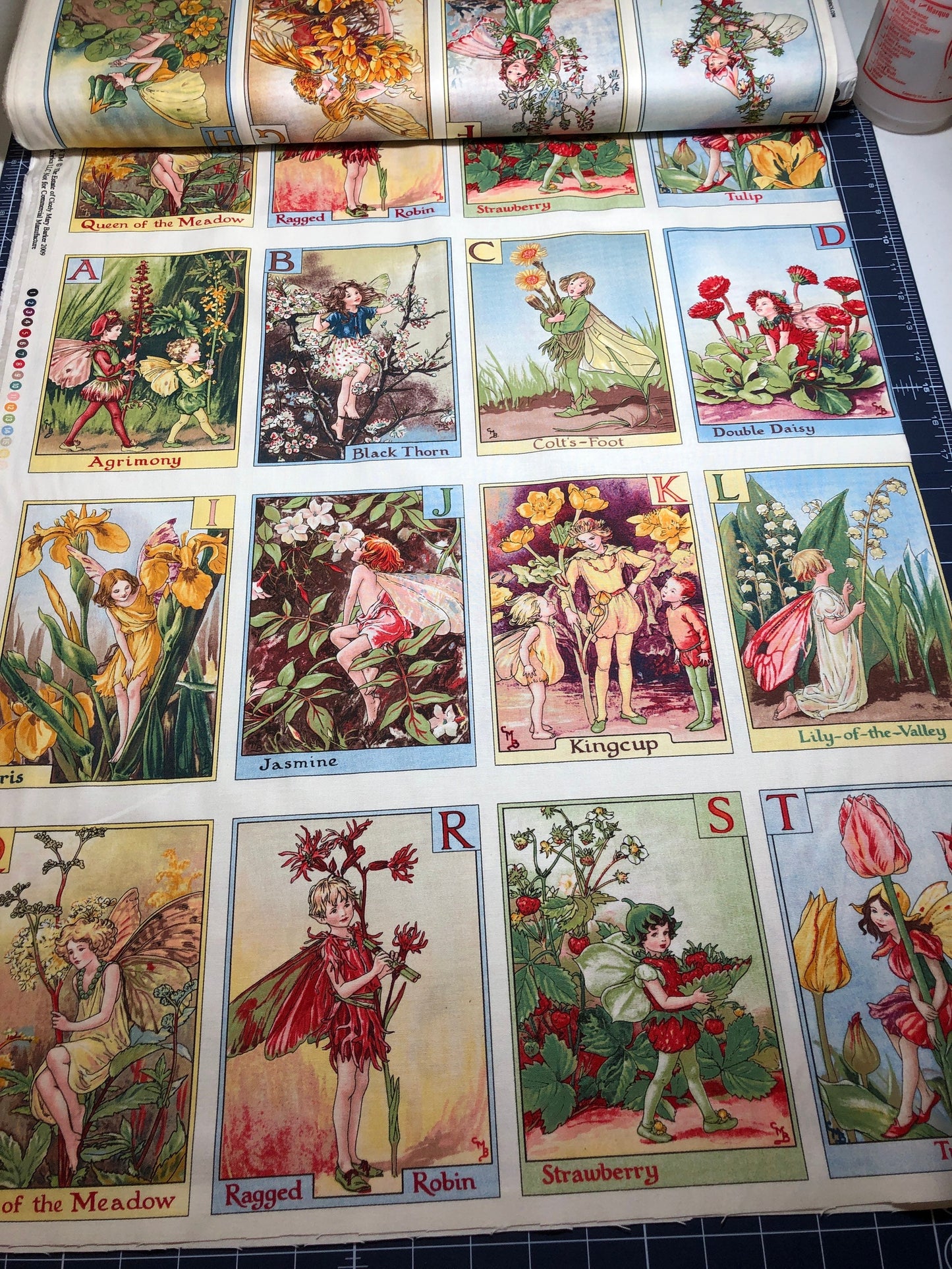 Fairy Panel Fabric, FLOWER FAIRIES, Alphabet Panel, Fairy Panel for Quilting, DC4197, Michael Miller, Quilt Fabric, 24 Inch Fabric Panel
