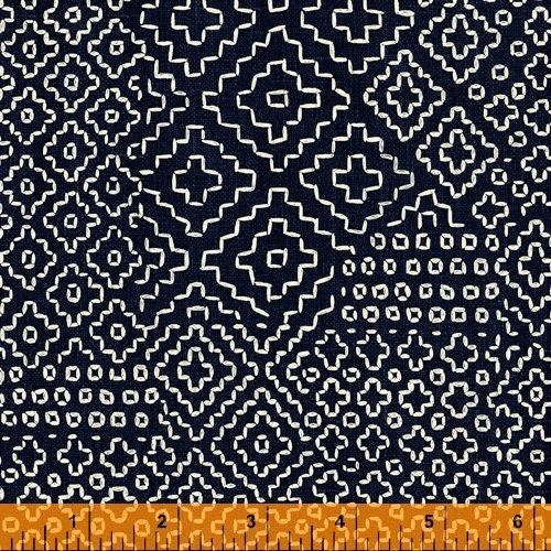 SASHIKO Stitch Sampler Indigo 51811-2 Windham Fabrics, Whistler Studios, Quilt Fabric, Japanese, Quilting, Cotton Fabric, Fabric By The Yard