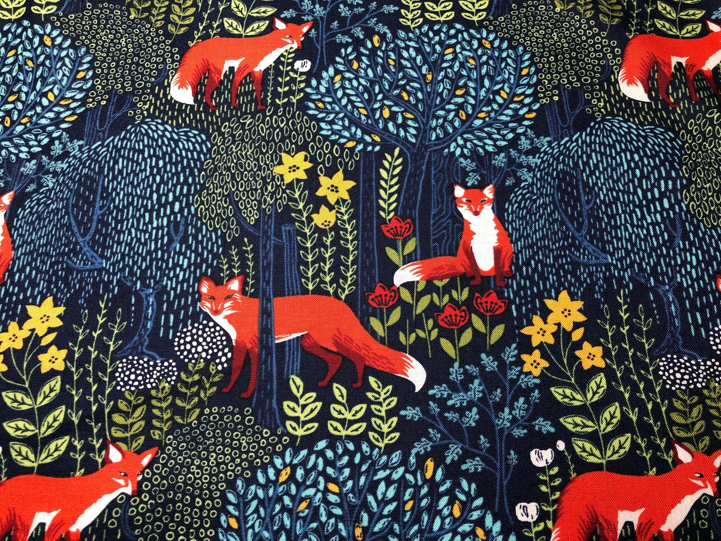 INTO THE WOODS in Nite, Woodland Fabric, Fox Fabric, Michael Miller Fabrics, Woodland Baby Quilt, Quilt Fabric, Quilting, Fabric By the Yard