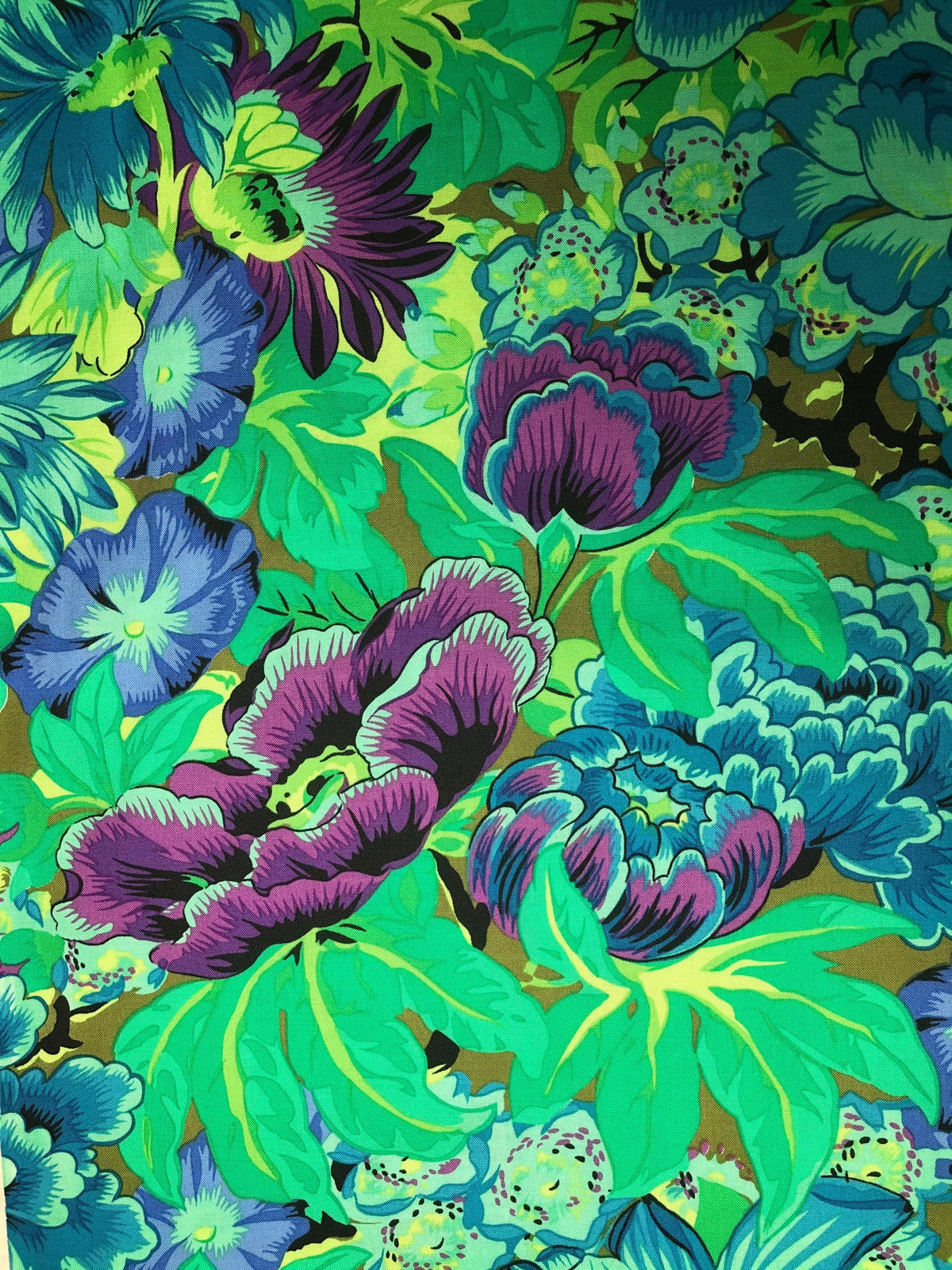Lavinia PWPJ064 – Green Floral Quilt Fabric by Kaffe Fassett
