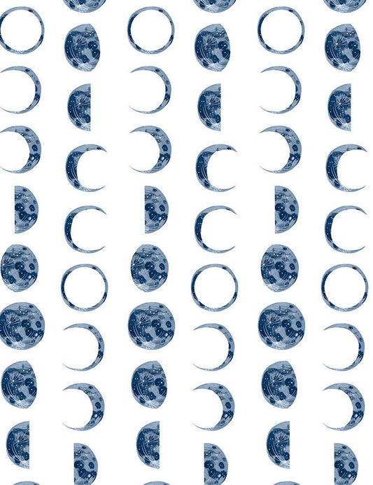 Dear Stella MOONS in White SRR1719 by Rae Ritchie LANTERN Light, Quilt Fabric Moon Eclipse, Celestial Fabric, Cotton Fabric By The Yard
